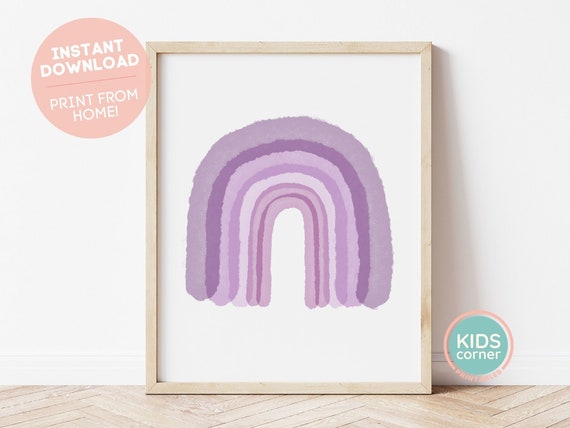 Purple Rainbow Wall Art Rainbow Nursery Decor Instant Wall Art Wall Art Girls Room Kids Wall Art