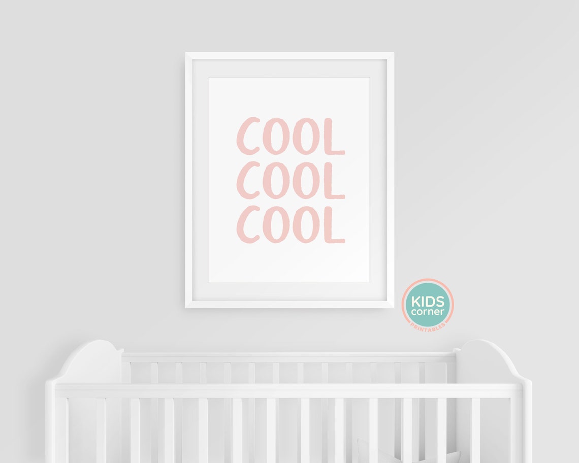 Cool Cool Cool Pink Repeating Fun Typography Kids Room Wall Poster - Image 3