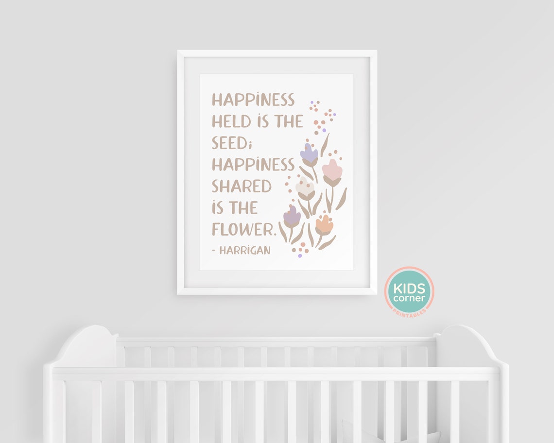 Happiness Held Is The Seed Tan Wildflower Botanical Quote Poster - Image 3