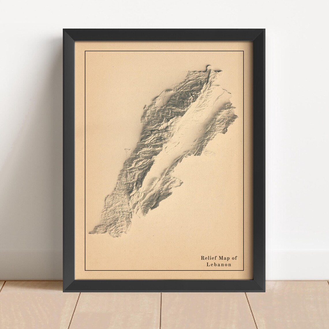 Relief Map of Lebanon Art Print Minimalist Terrain Cartography Decor