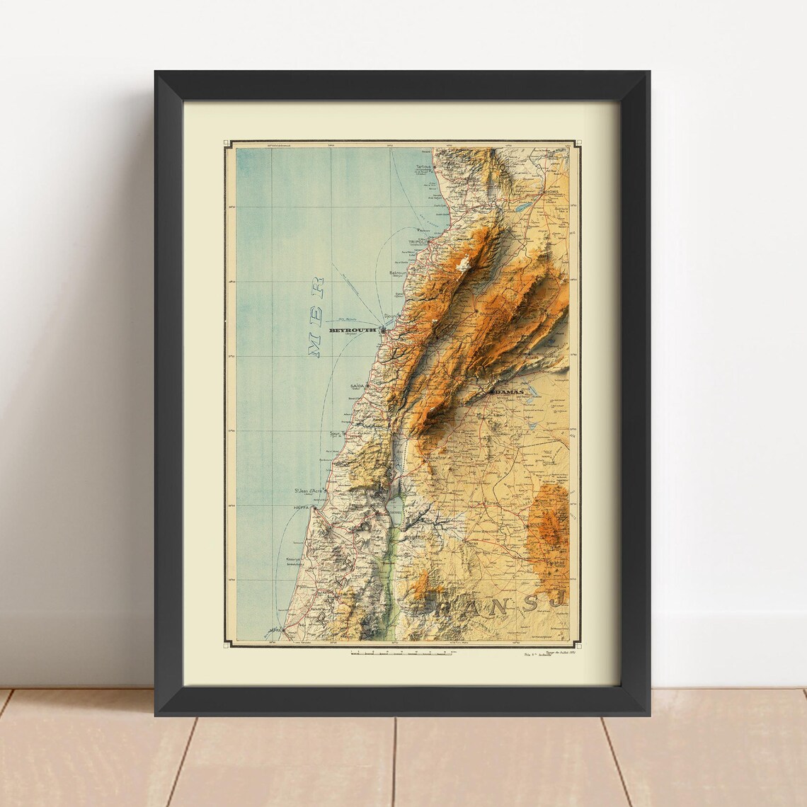 Lebanon 1931 Relief Map Vintage Travel Poster