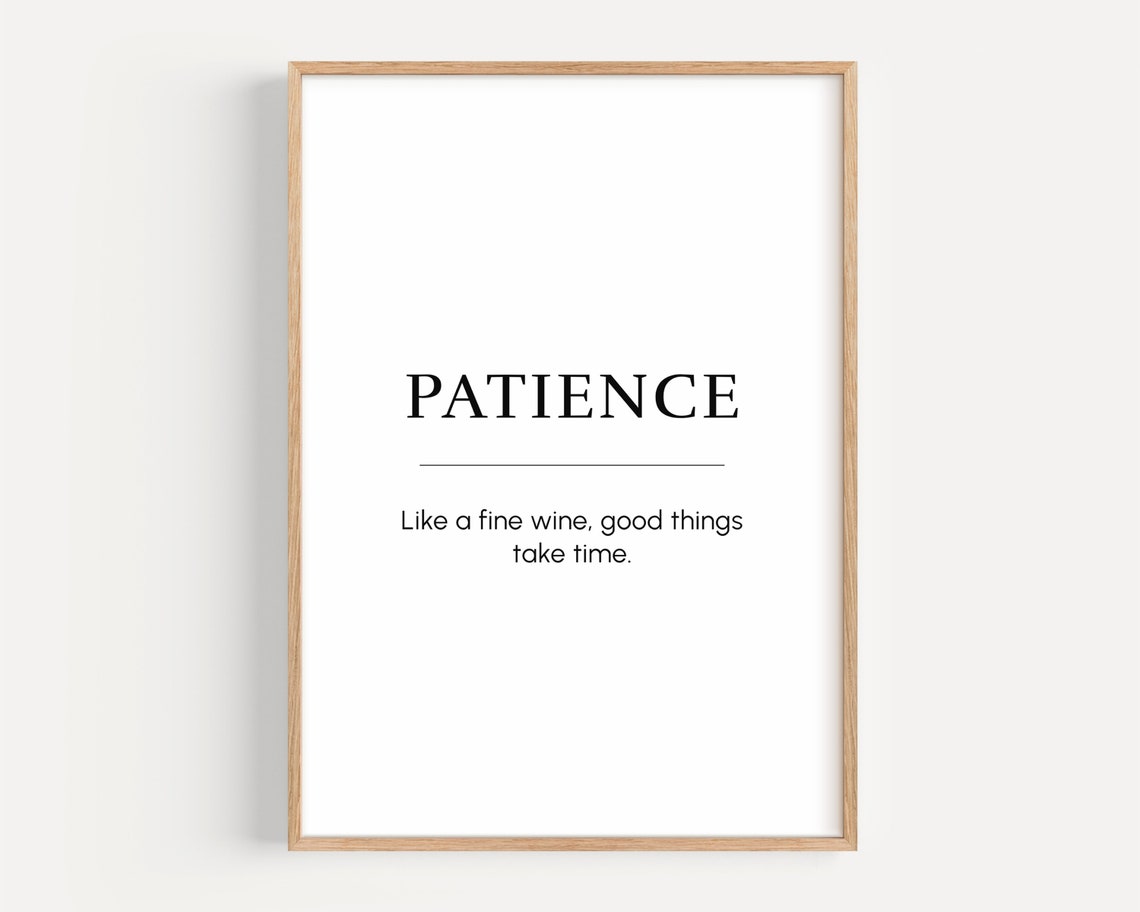 Patience Definition Motivational Quote Minimalist Typography Poster