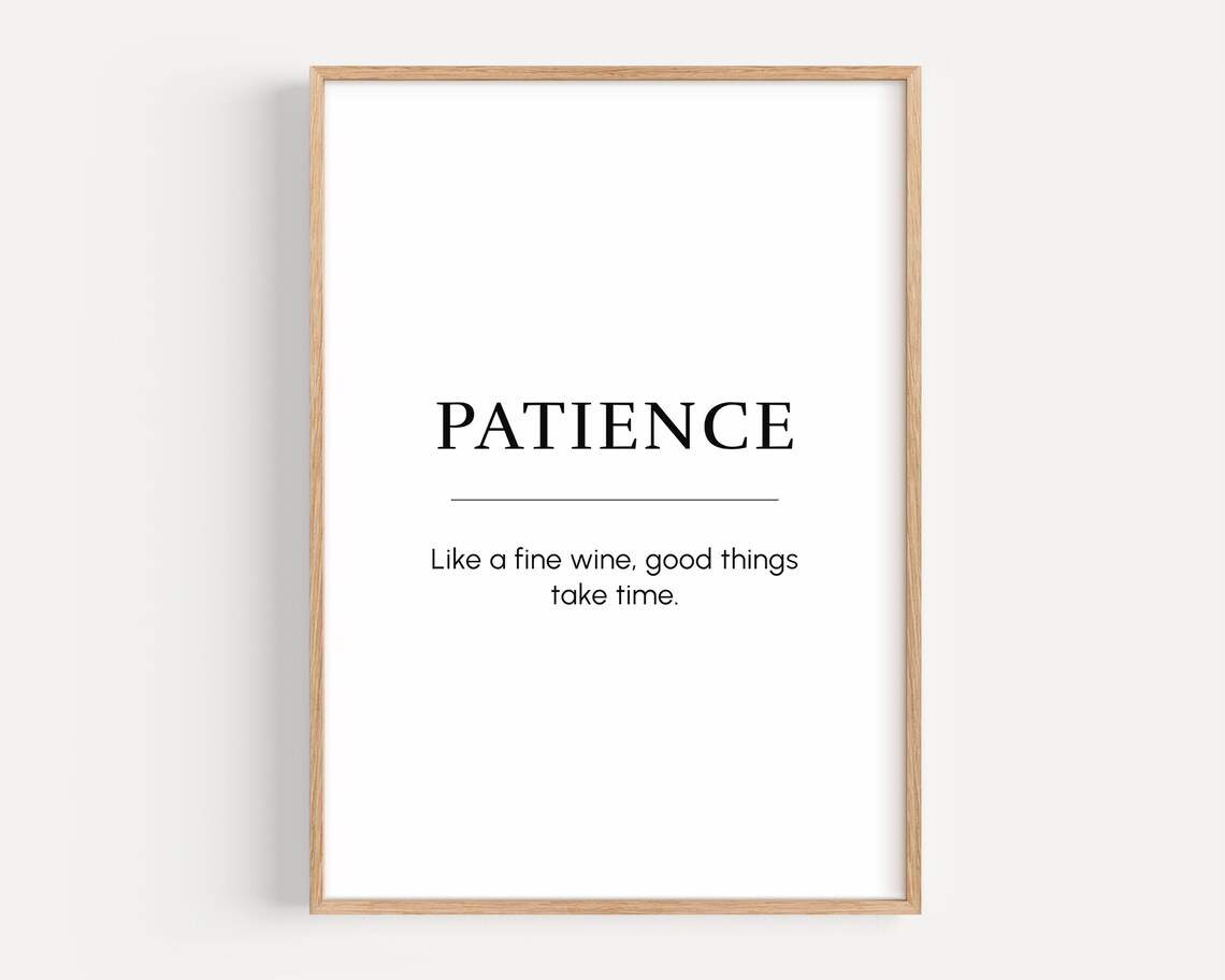 Patience Meaning Motivational Wall Art Positive Quote Print Gift For Entrepreneur Office Decor Hustle