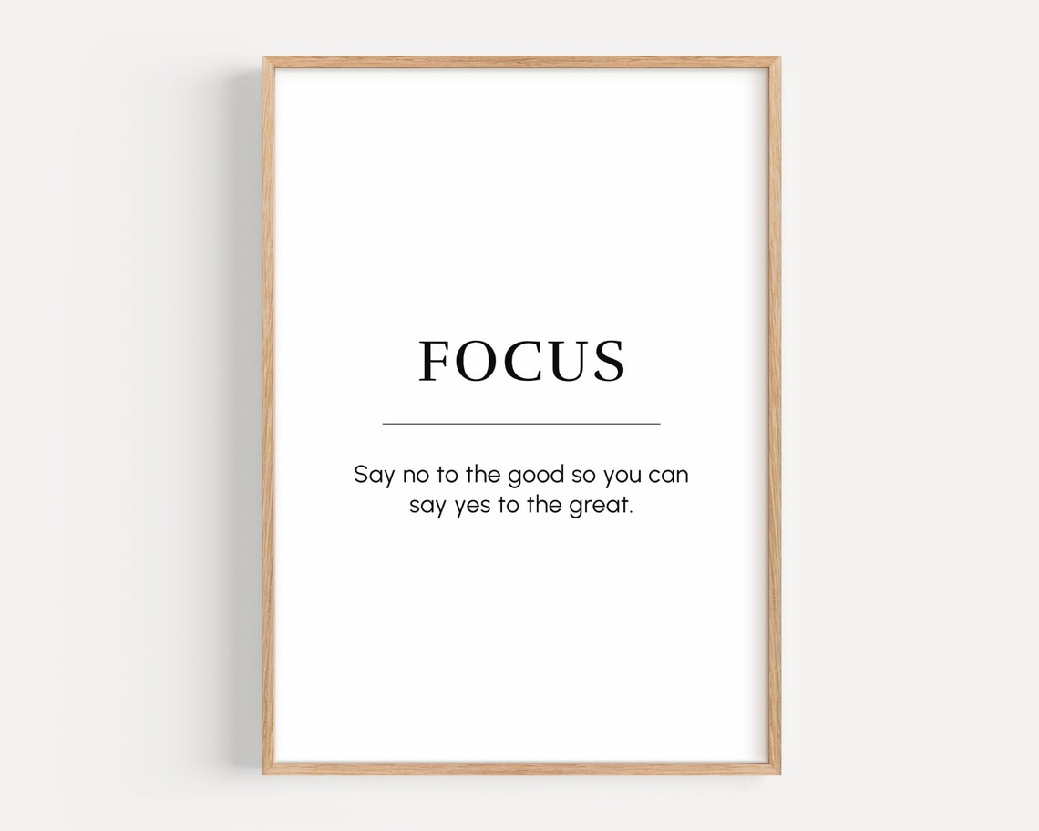 Focus Definition Inspirational Quote Minimalist Typographic Poster