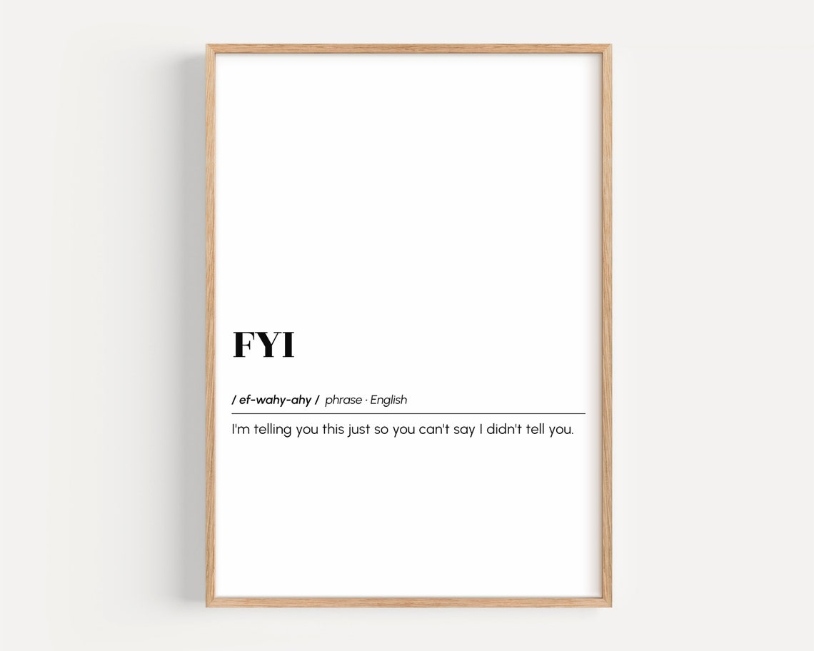 FYI Funny Office Email Acronym Dictionary Definition Gift Poster