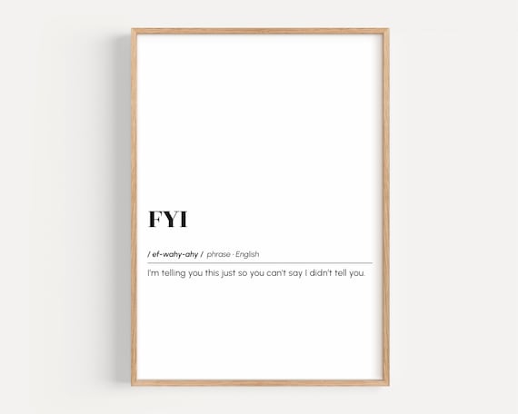 FYI Funny Office Email Acronym Dictionary Definition Gift Poster