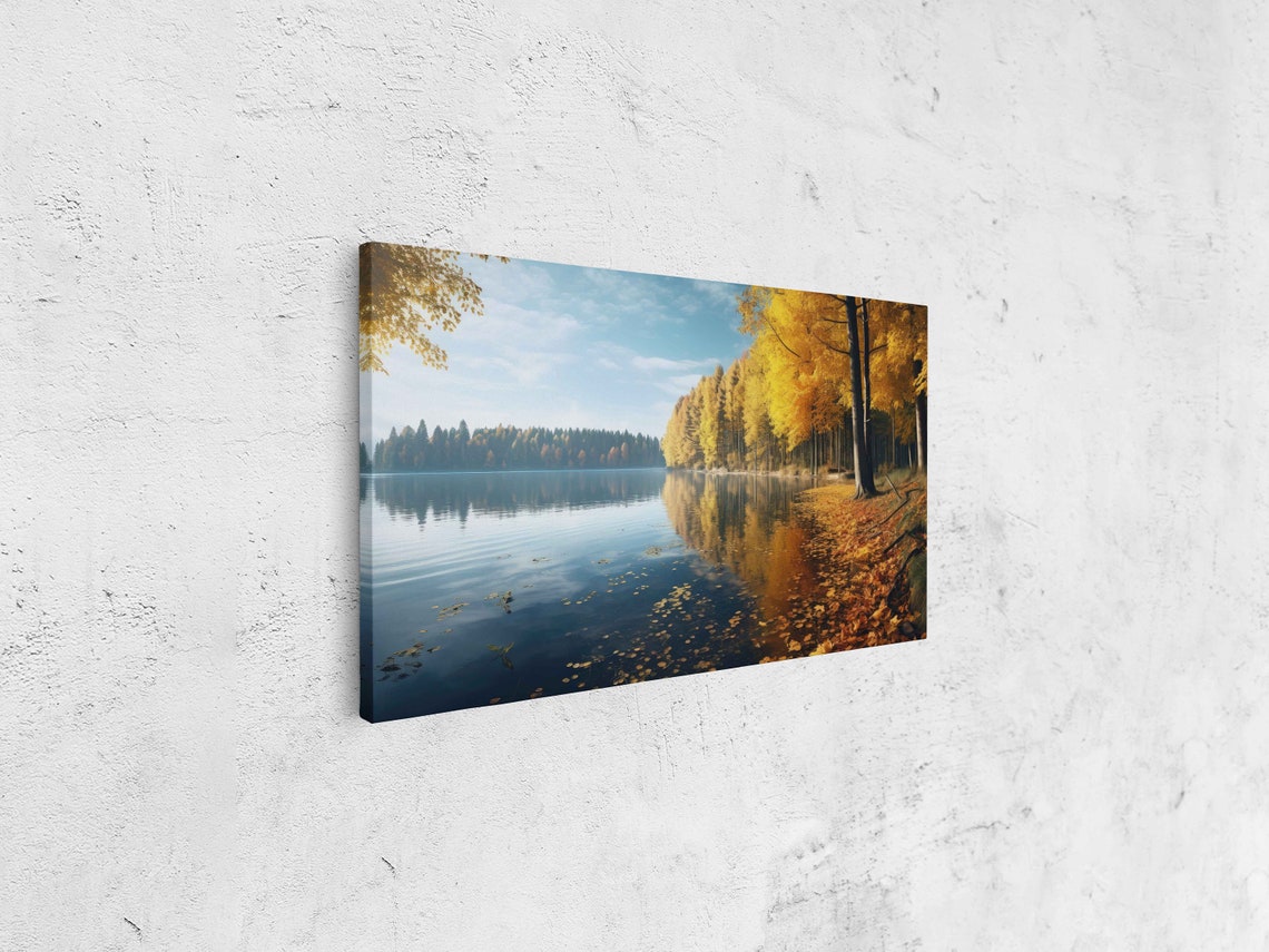 Peaceful Autumn Lake Golden Trees Mirror Reflection Fall Poster - Image 4