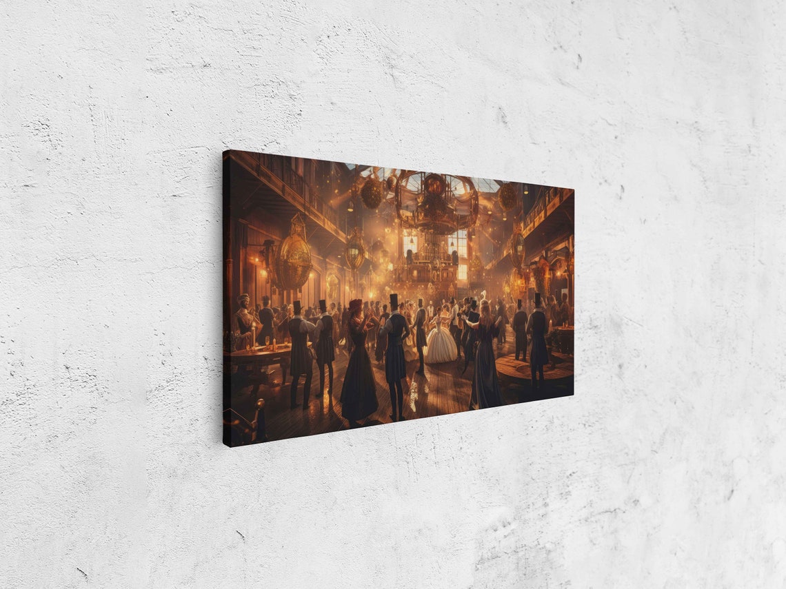 Steampunk Victorian Ballroom Dance Party Golden Painting Wall Poster - Image 4