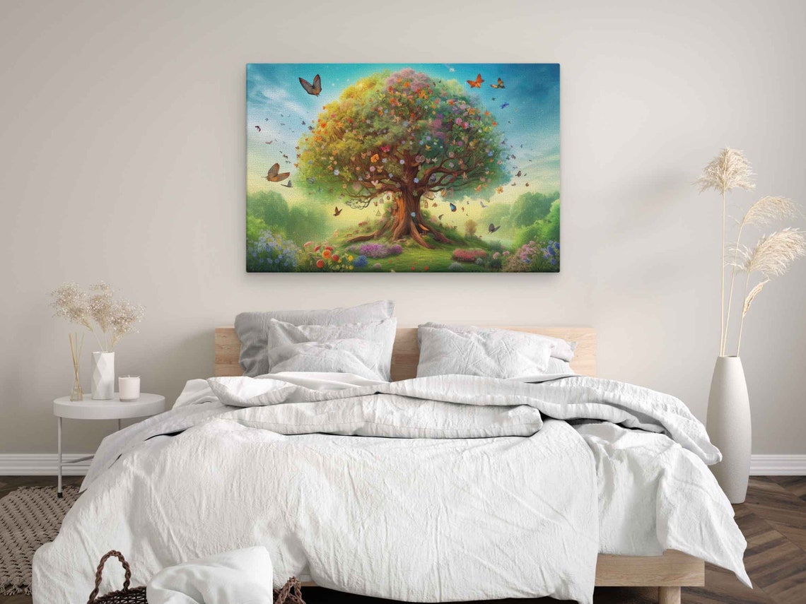 Pretty Butterfly Tree In Framed Print Nursery Decor Bright And Uplifting - Image 3