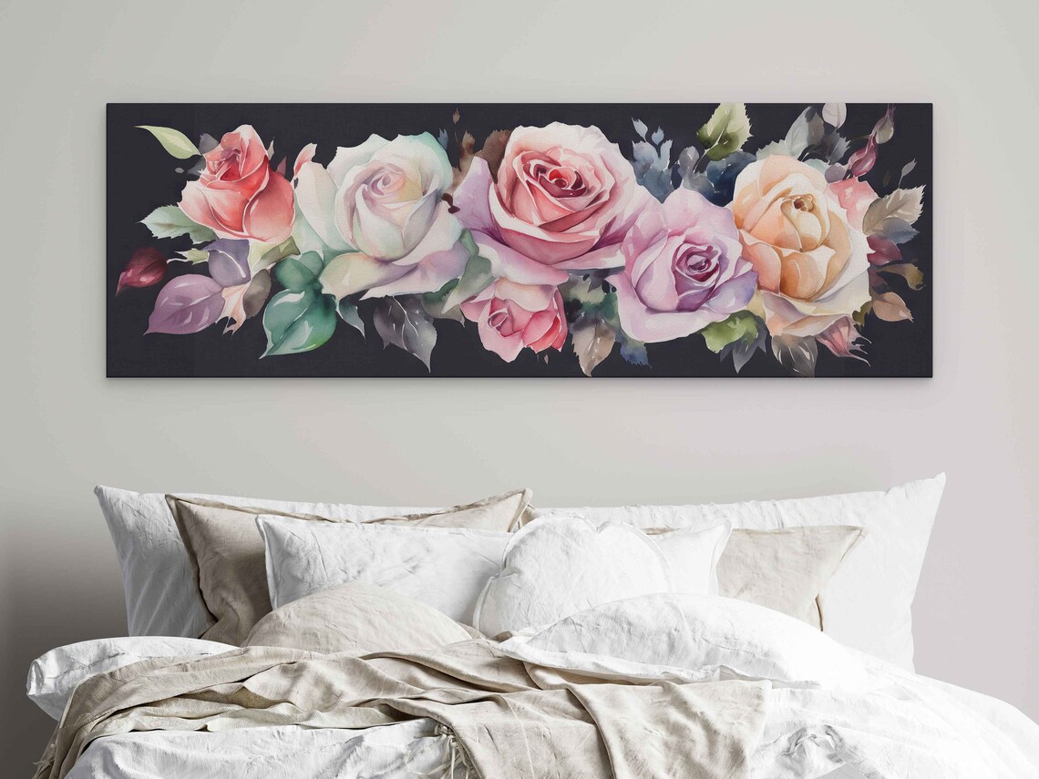 Pretty Roses Watercolor Art Print, Living Room Decor