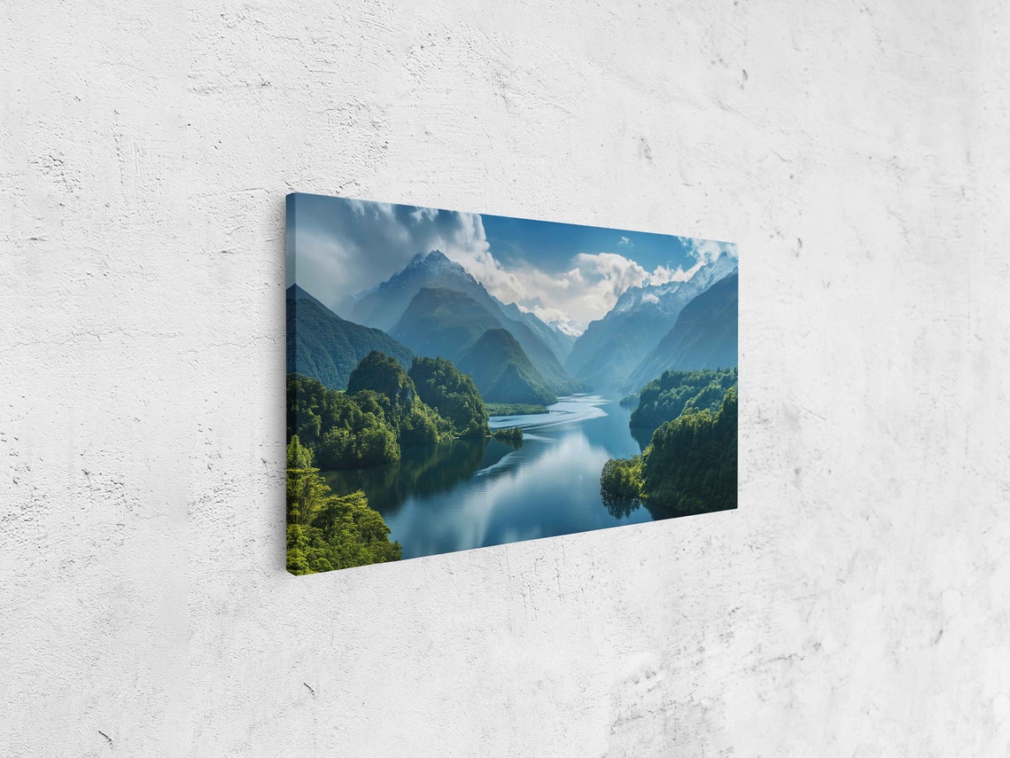 Mountain River Winding Through Green Forested Peaks Photo Poster - Image 4