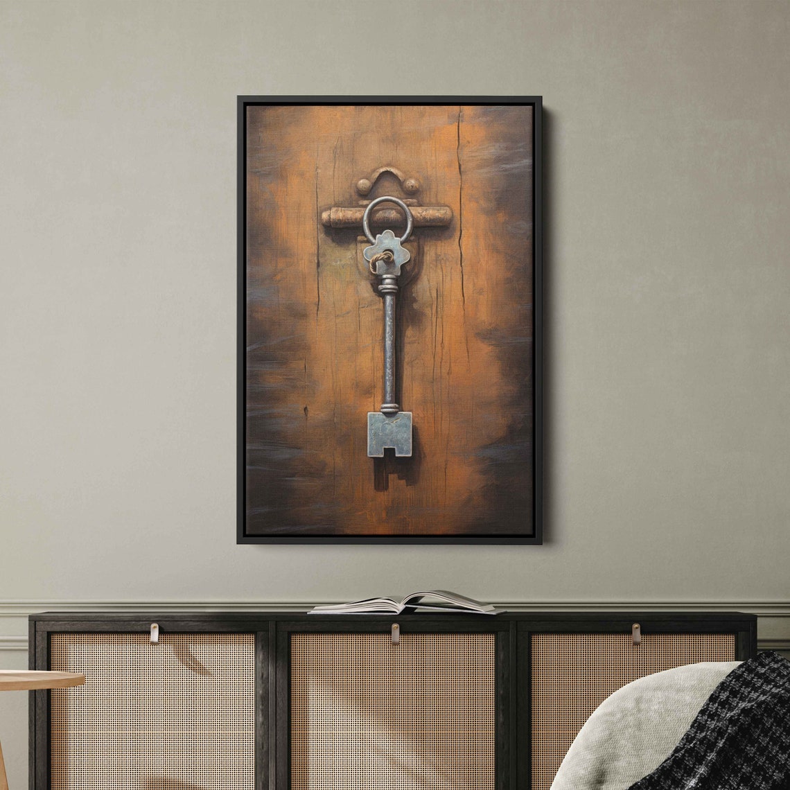 Rustic Key Hanging On Door Wall Art Print Old Worn Down Door Ready To Hang - Image 2