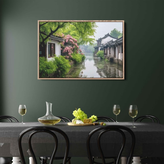 Jiangnan Yangtze River Photography Wall Art Print Chinese River Town Beautiful Asian Nature Ready To Hang