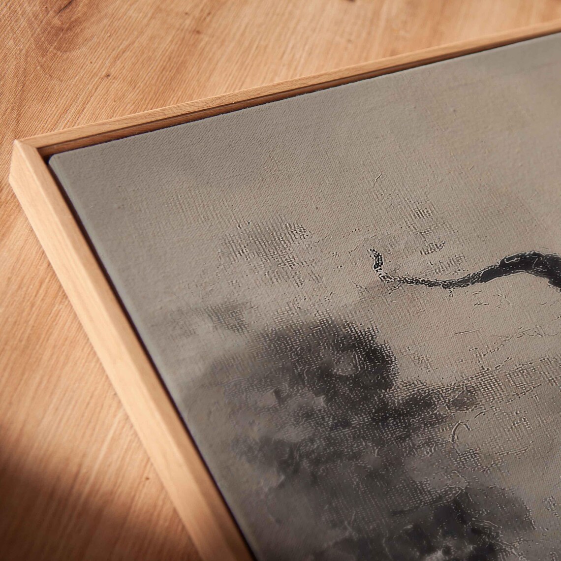 Giant Octopus Reaching From The Sea Wall Art Print Dramatic Waves Moody Grays Inky Blacks - Image 2