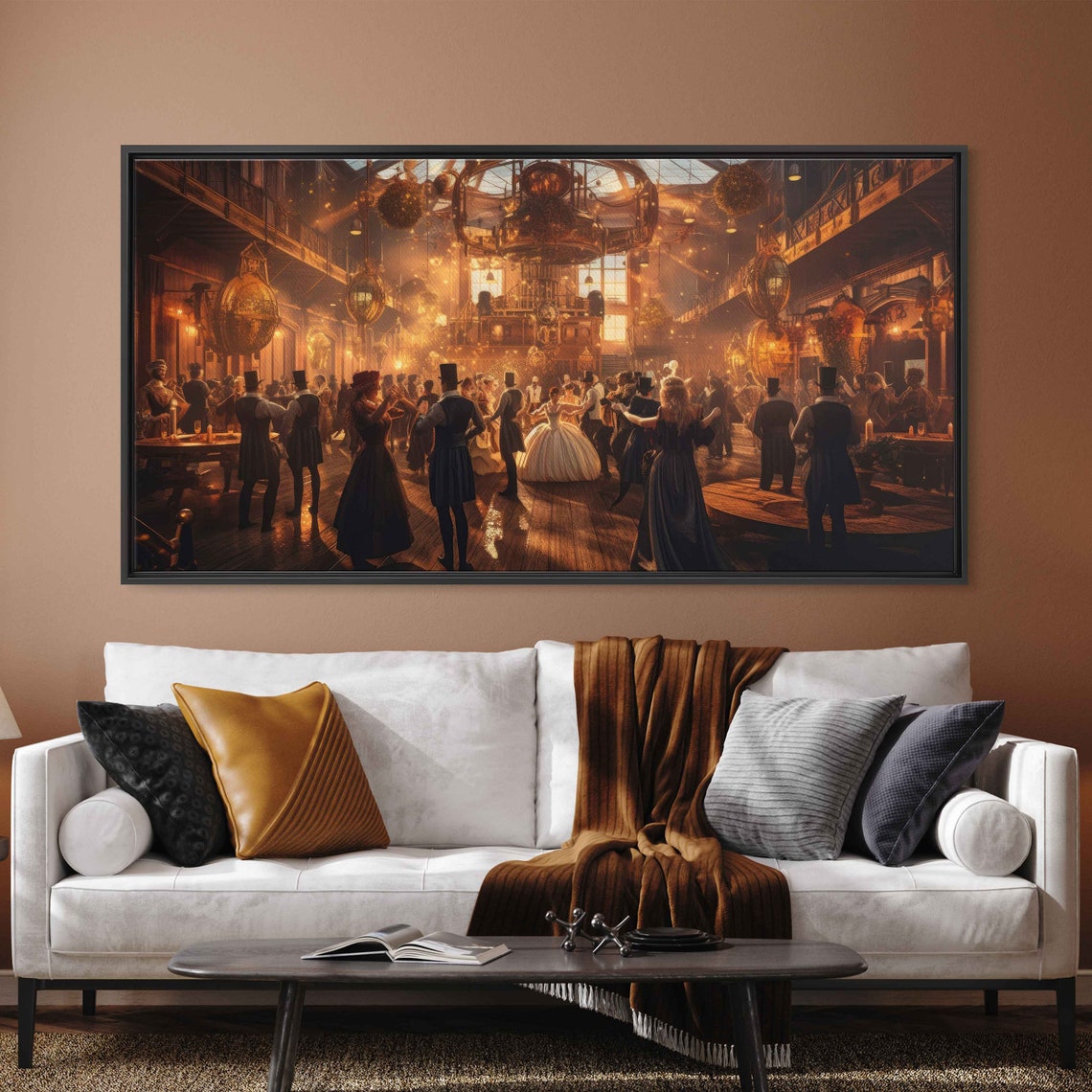 Steampunk Ballroom Dancing Wall Art Framed Print Ready To Hang