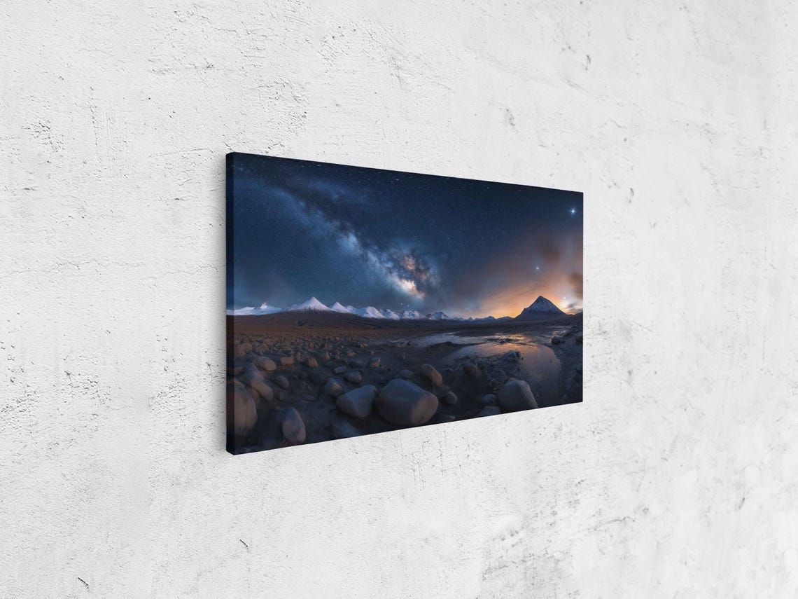 Stunning Starry Night Over Mountains Wall Art Print Dramatic Hdr Landscape - Image 4