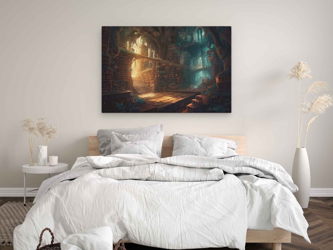 Magical Treehouse Library Forest Bookshelves Fantasy Wall Poster - Image 3