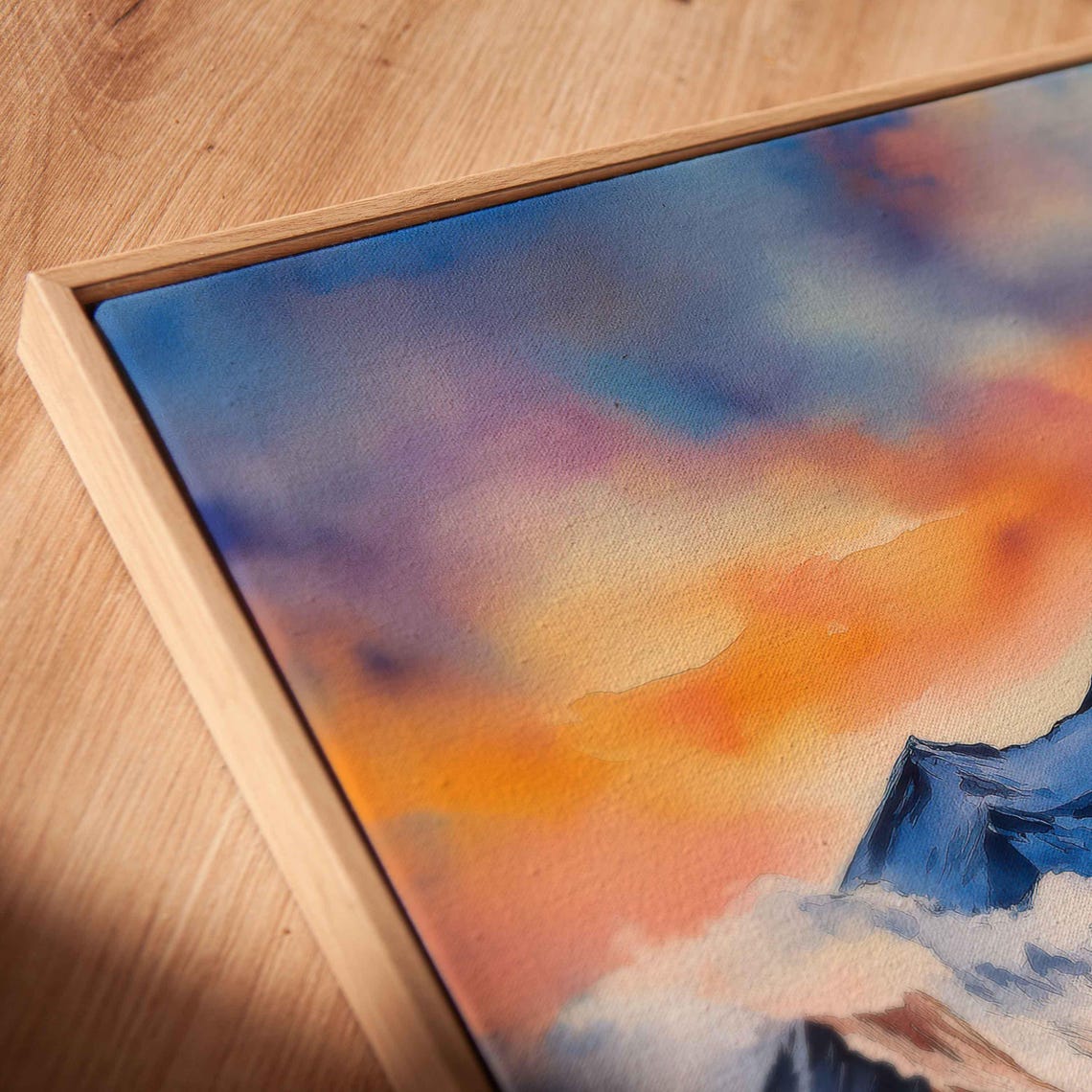 Mount Everest Watercolor Sunrise Wall Art Print Ethereal Clouds Rugged Terrain - Image 2
