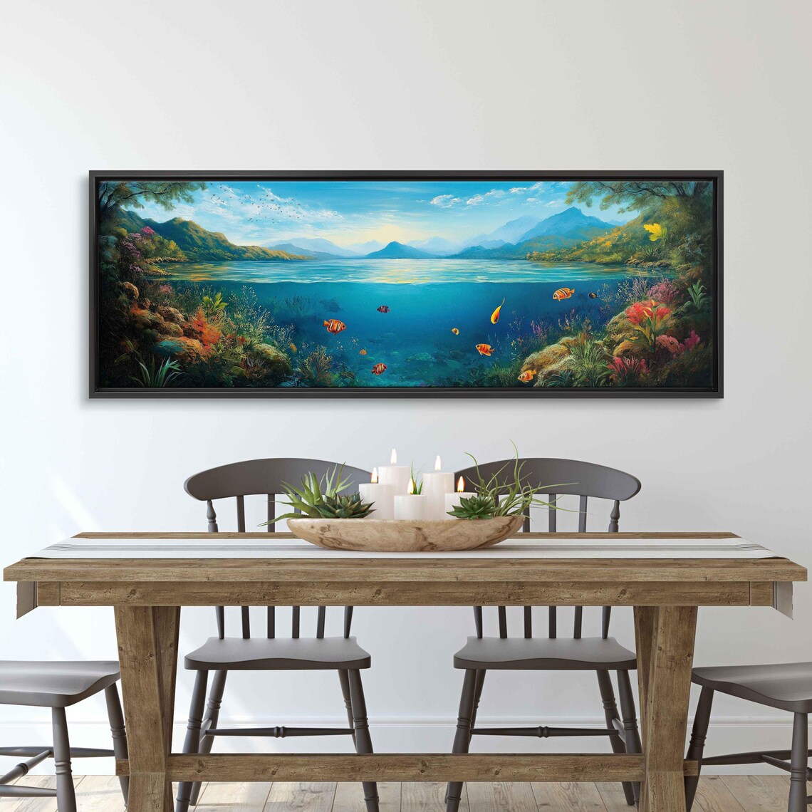 Vibrant Lake Malawi Waters Wall Art Print Colorful Fish Lush Landscape - Image 3