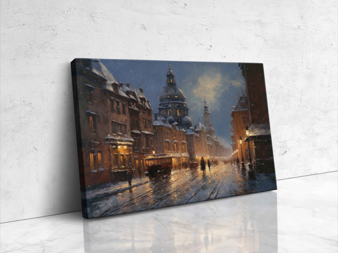 Snow Covered Bavaria Germany Modern Impressionist Oil Painting On Print Ready To Hang - Image 4