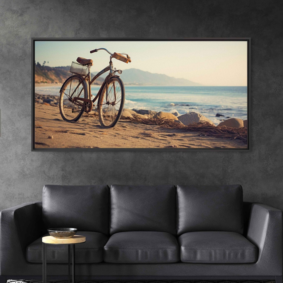 Vintage Bicycle On Sandy Beach Ocean Waves Coastal Travel Poster - Image 2