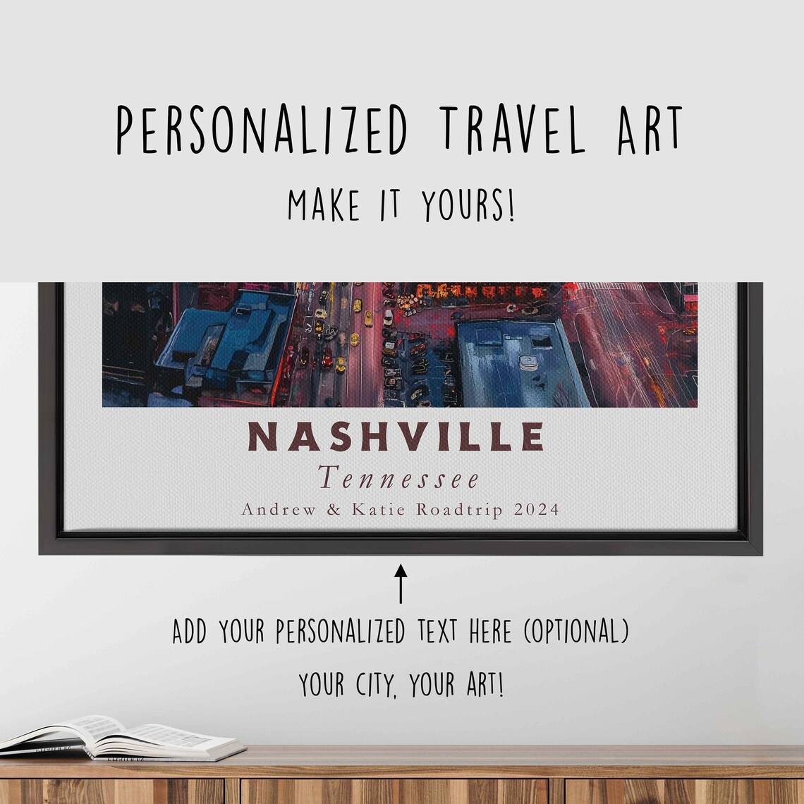 Nashville Tennessee Downtown Dusk Street Lights Skyline Travel Poster - Image 4