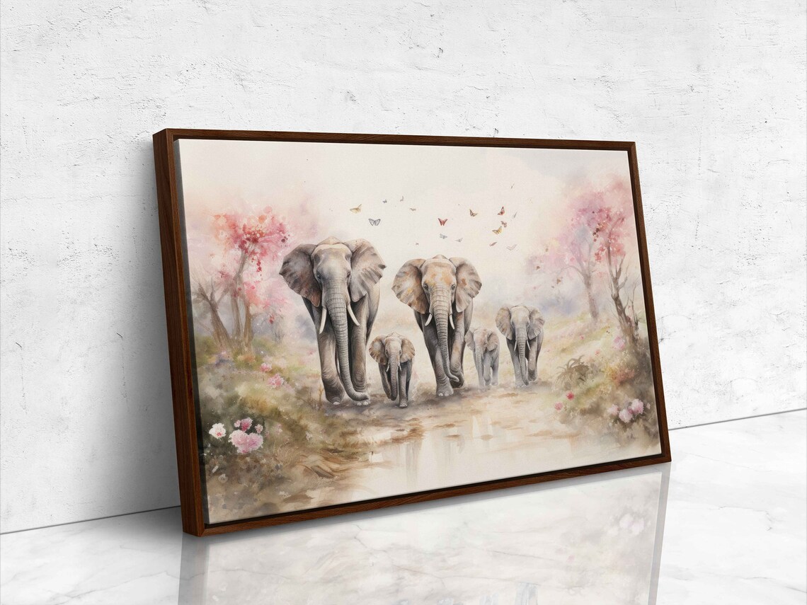 Elephant Family Watercolor Art Print, Wildlife Decor - Image 4