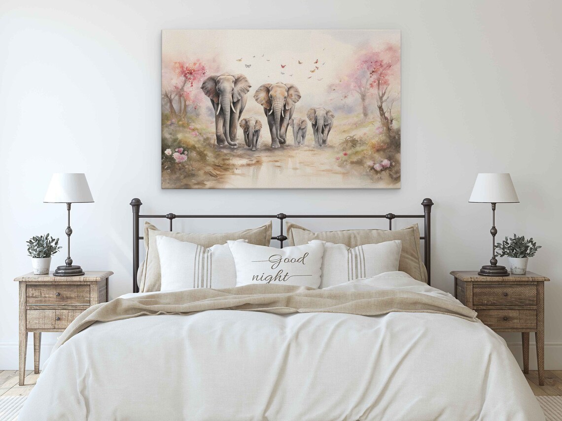 Elephant Family Watercolor Art Print, Wildlife Decor - Image 3
