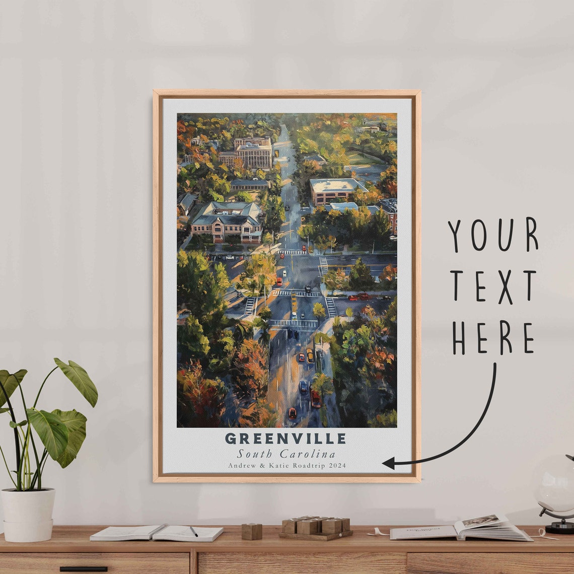 Greenville South Carolina Acrylic Painting Travel Art Framed Wall Art Framed Fine Art Poster Paper Print Travel Home Decor - Image 3