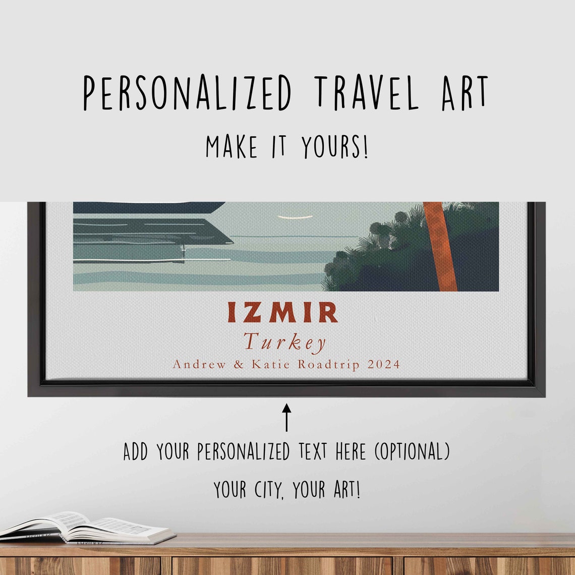 Izmir Turkey Waterfront Mosque Minaret Sunset Bay Travel Poster - Image 4