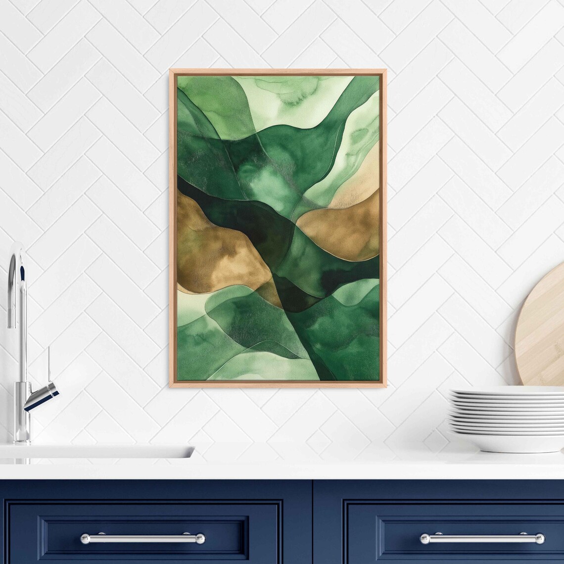 Organic Shapes in Earthy Greens Art Print