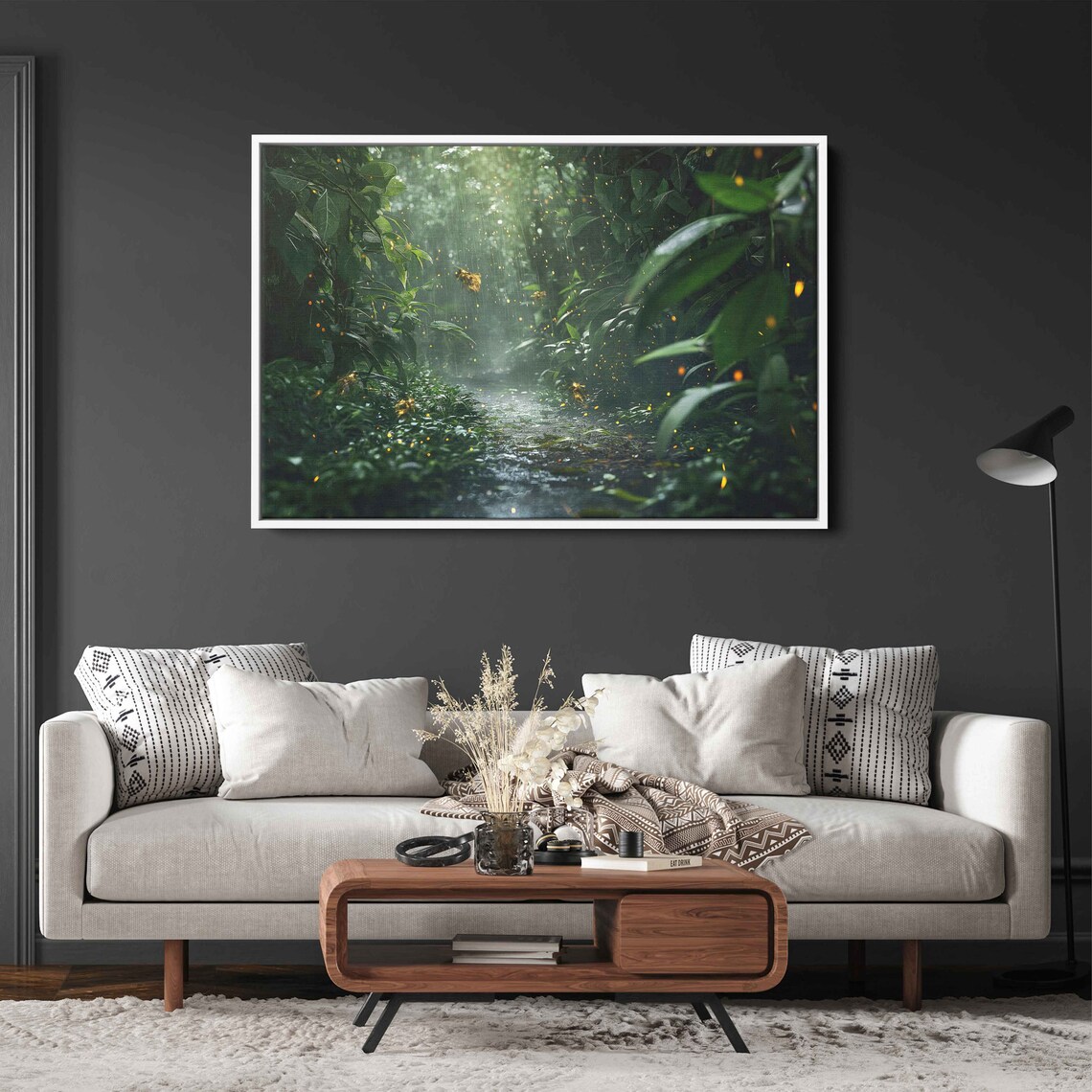 Sunlit Rainforest Gentle Raindrops Wall Art Print Ready To Hang - Image 3