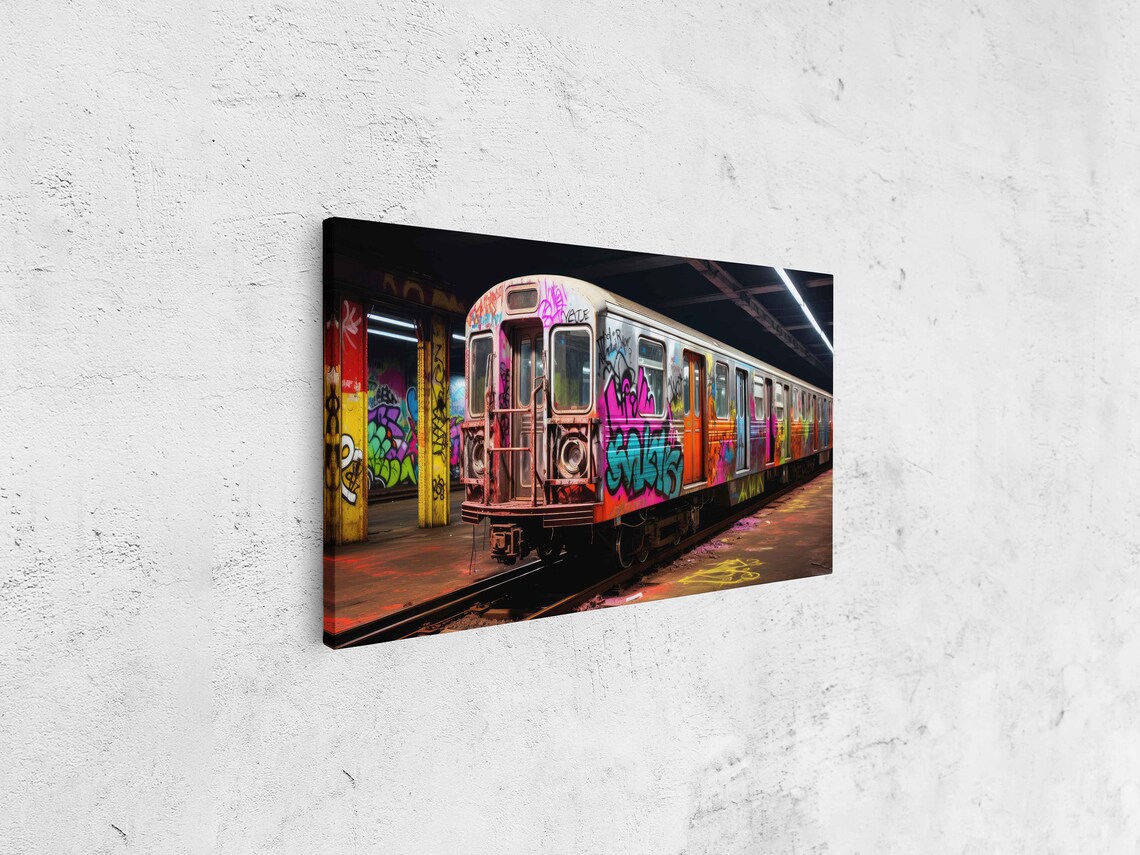 Graffiti Tagged Subway Train, Vibrant Spraypaint Art Print - Image 4