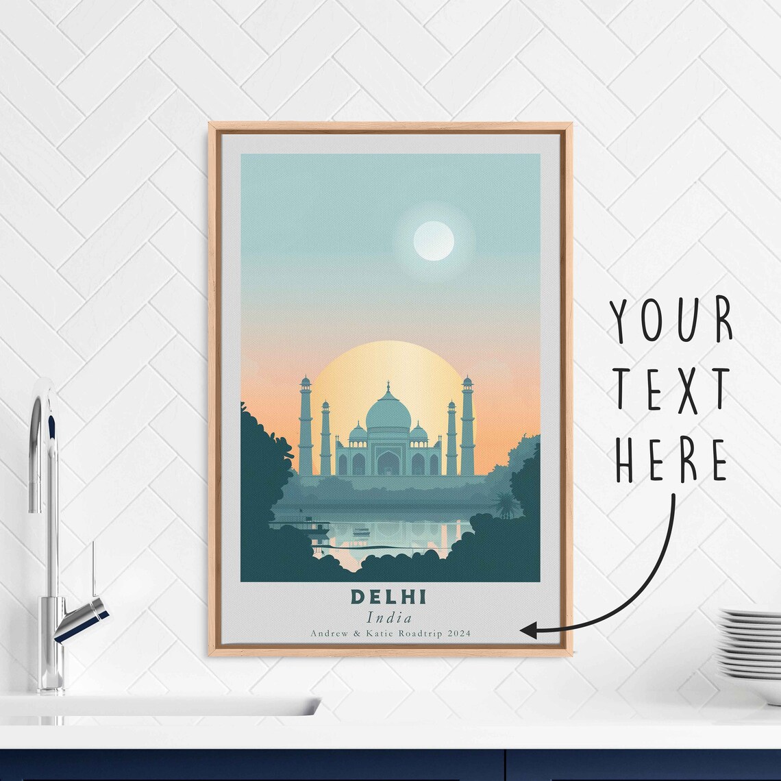 Delhi India Domed Mausoleum Sunset Silhouette River Travel Poster - Image 3