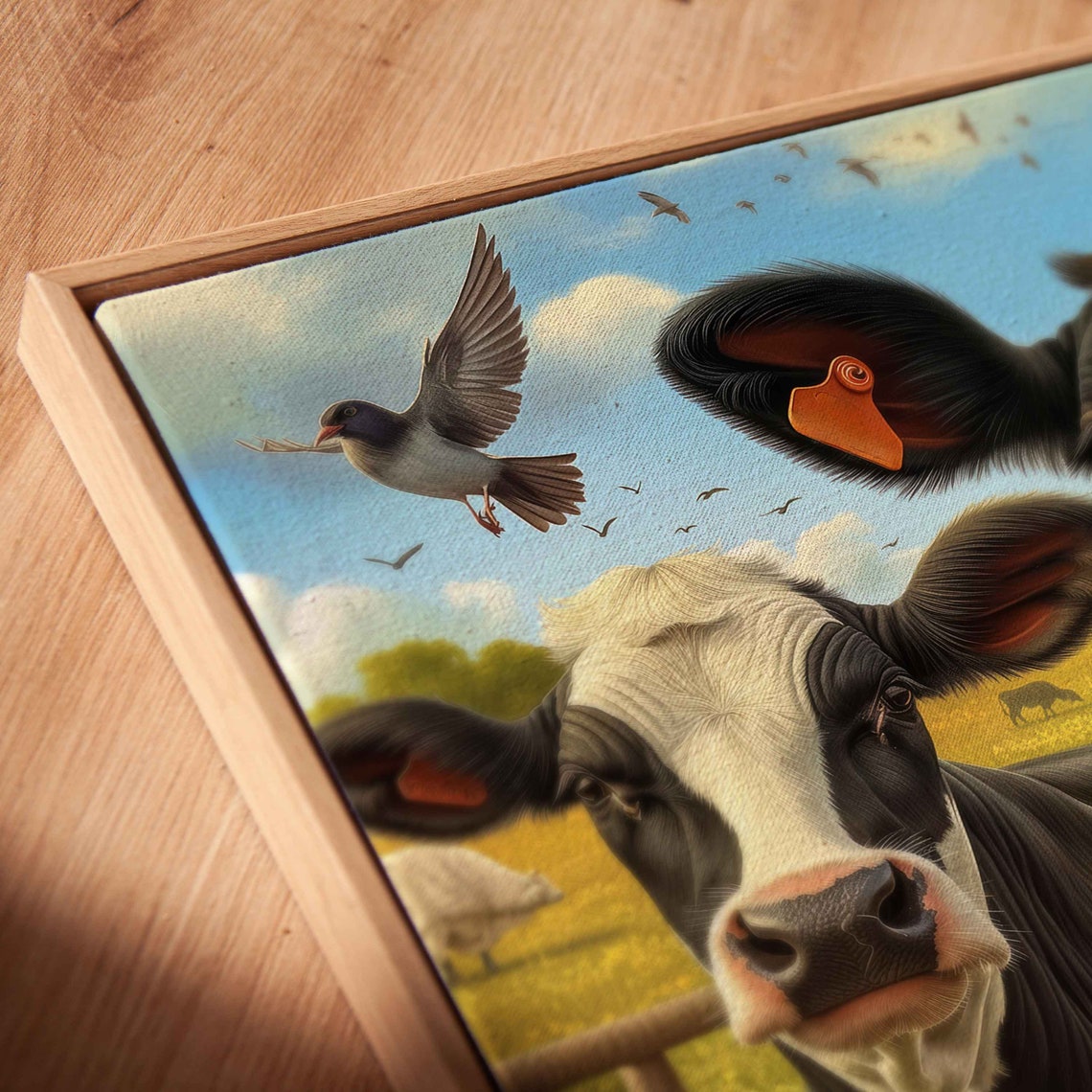 Three Curious Cows At Fence Red Barn Playful Farm Animal Poster - Image 2