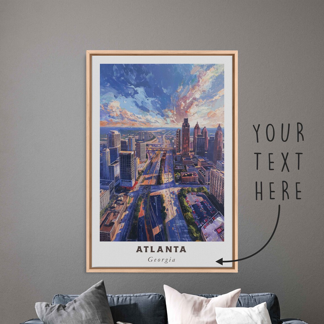 Atlanta Georgia Downtown Skyline Sunset Cityscape Travel Poster