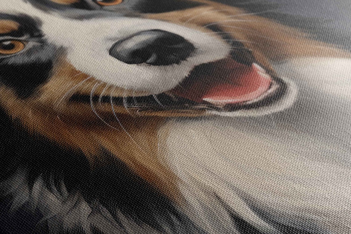 Australian Shepherd Black Tricolor Santa Hat Portrait Poster - Image 2