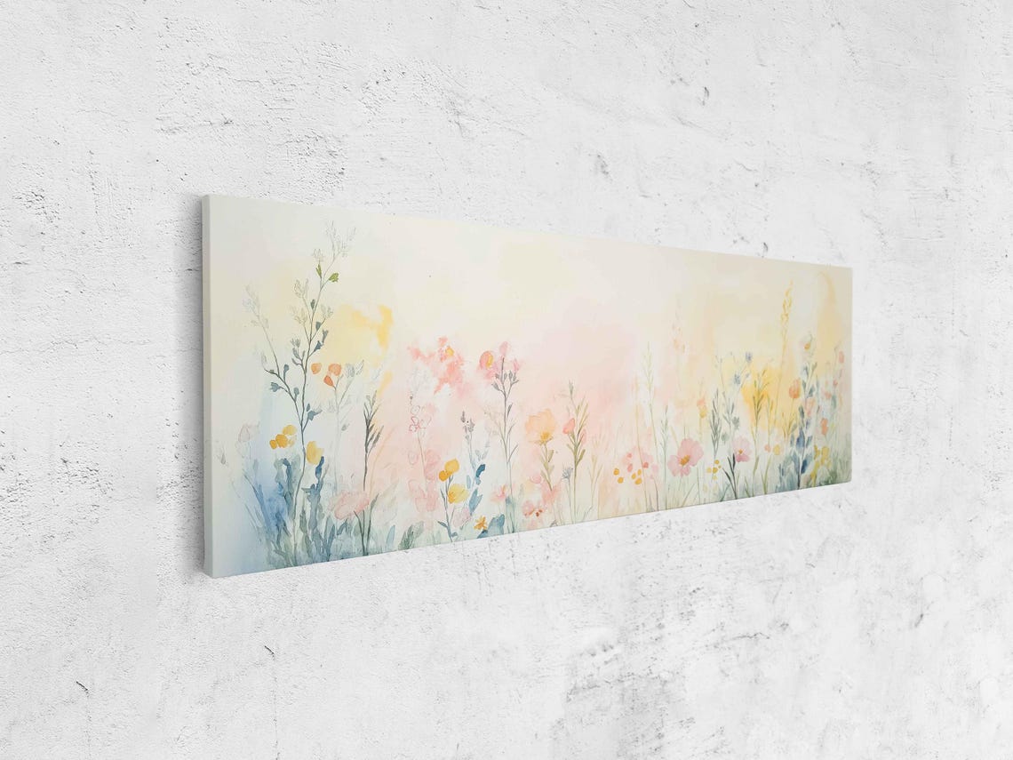 Pastel Watercolor Wildflower Meadow Dreamy Floral Wall Art Poster - Image 4