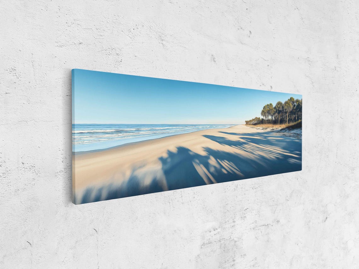 Kiawah Island Beach Wall Art Print Palm Tree Shadows Golden Sand Ocean Waves - Image 4