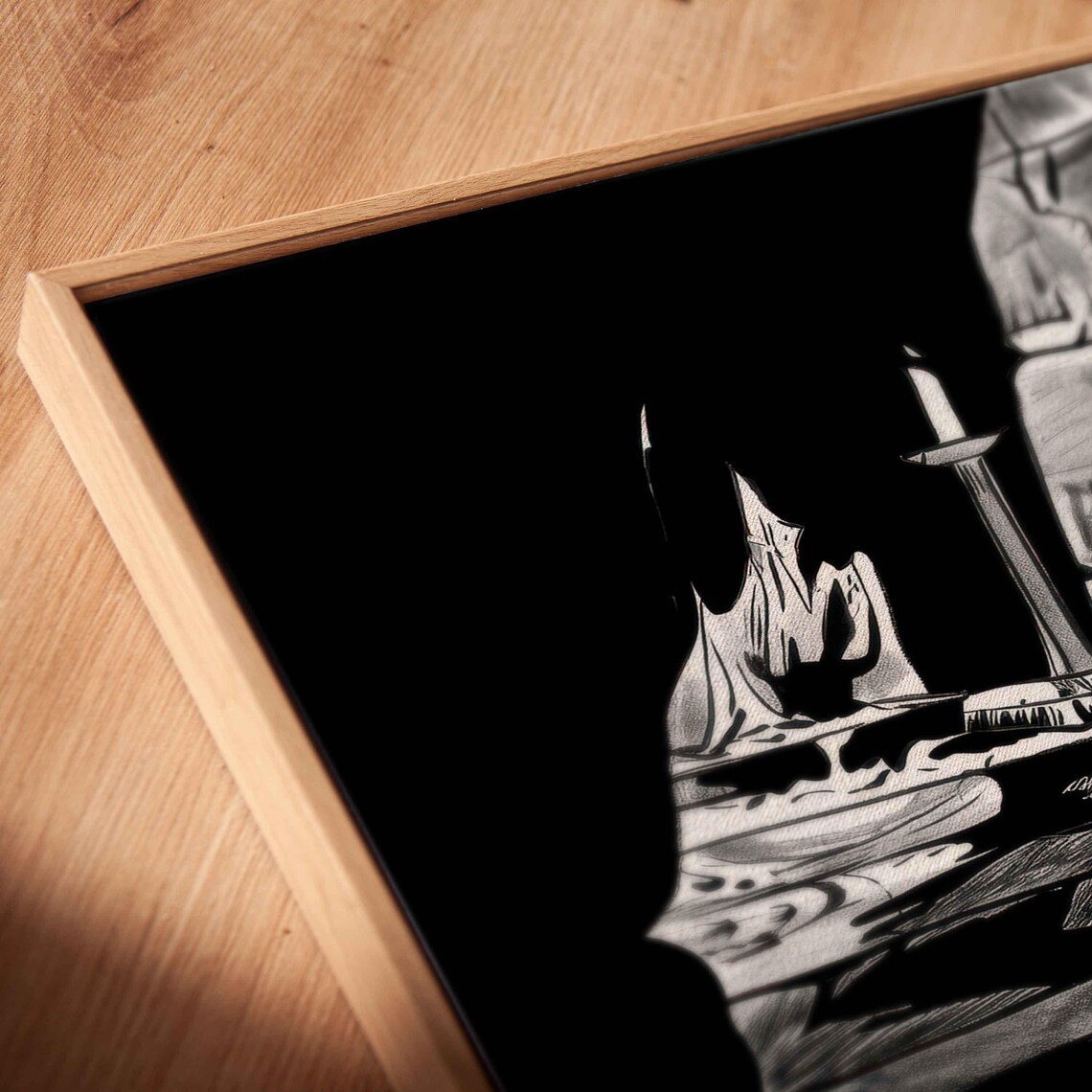 Skeleton Taking Selfie With Smartphone In Haunted Crypt Comic Ink Poster - Image 2