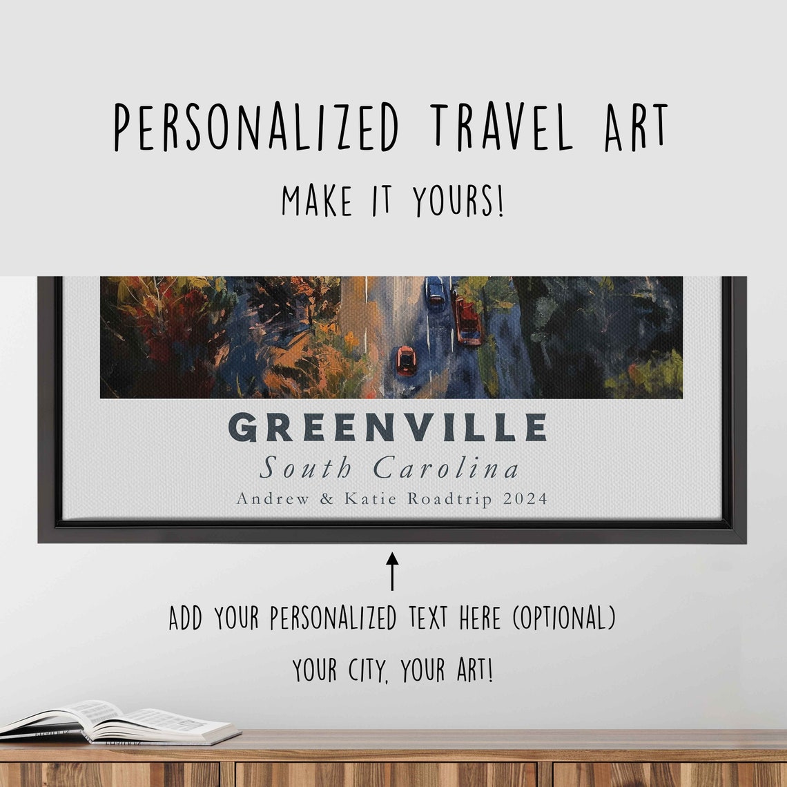 Greenville South Carolina Acrylic Painting Travel Art Framed Wall Art Framed Fine Art Poster Paper Print Travel Home Decor - Image 4