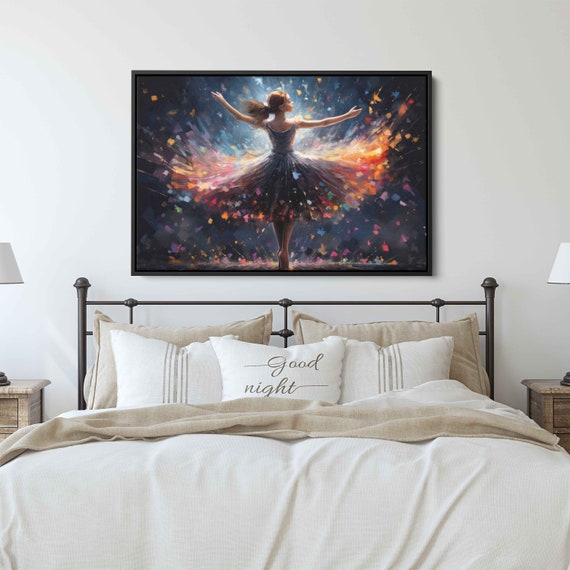 Colorful Ballerina Plie Palette Knife Painting Wall Art Print Flowing Dancer Hair Ready To Hang