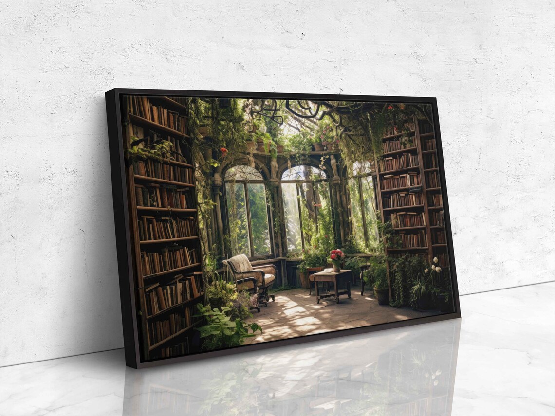 Greenhouse Book Nook Art Print, Plant Lover Decor - Image 4