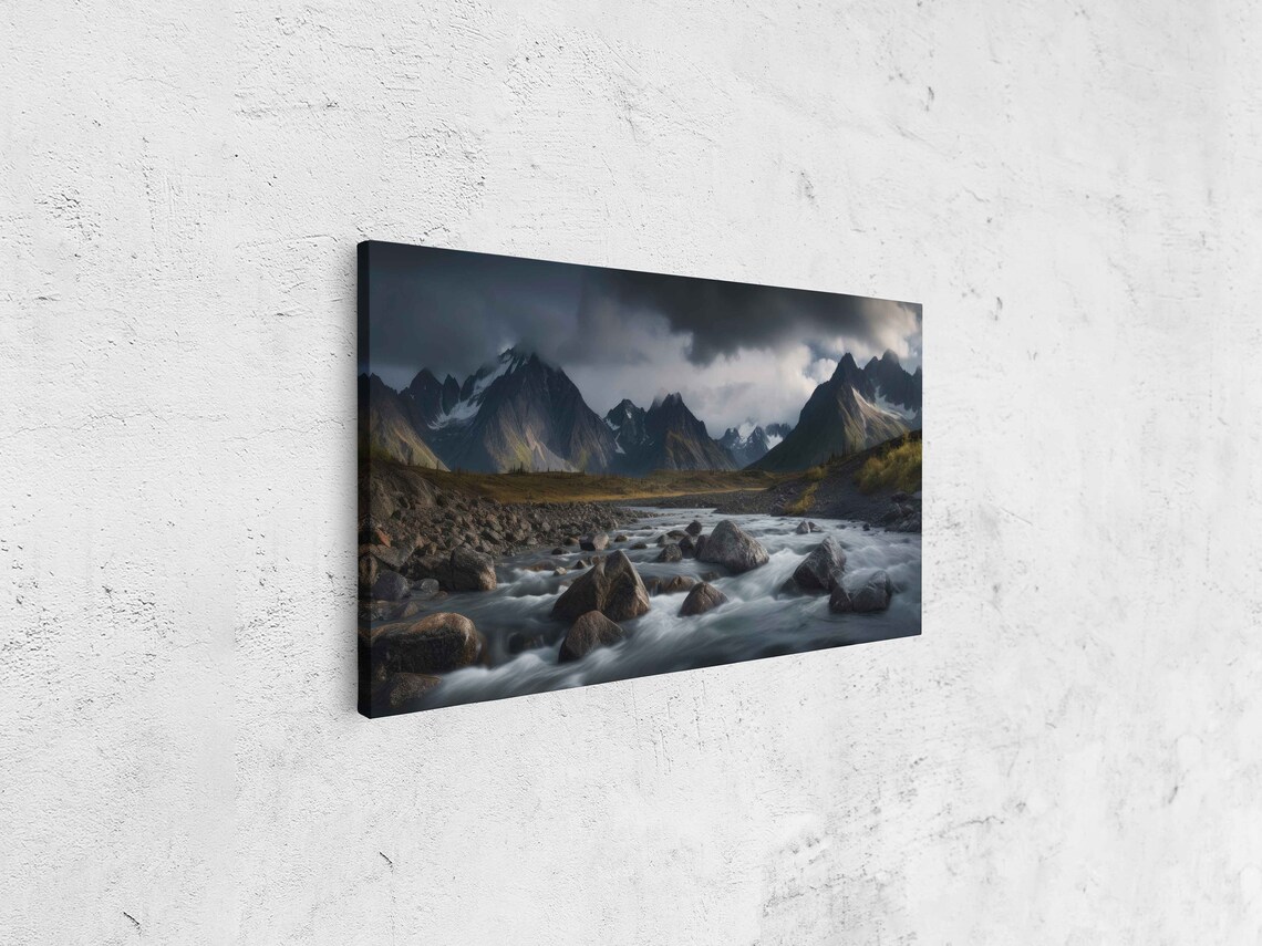 Mountains Stream Hdr Landscape Photo Print Long Exposure Photography High Resolution Framed Print Ready To Hang - Image 4