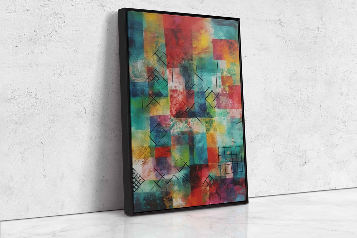 Colorful Abstract Geometric Squares Modern Oil Painting Art Poster - Image 4