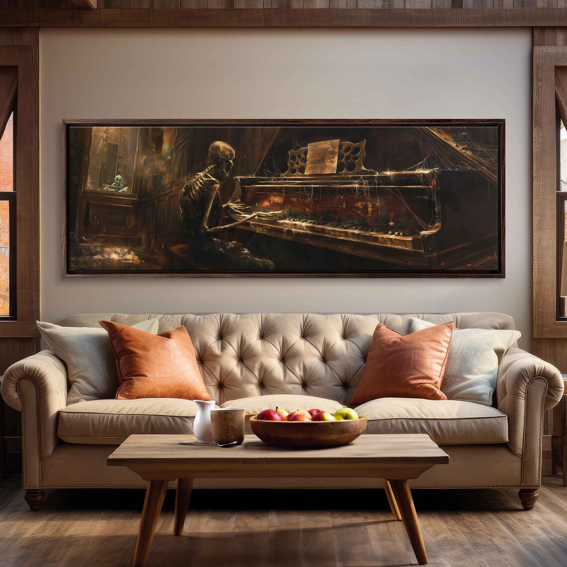 Skeleton Playing Dusty Piano, Halloween Art Print - Image 3
