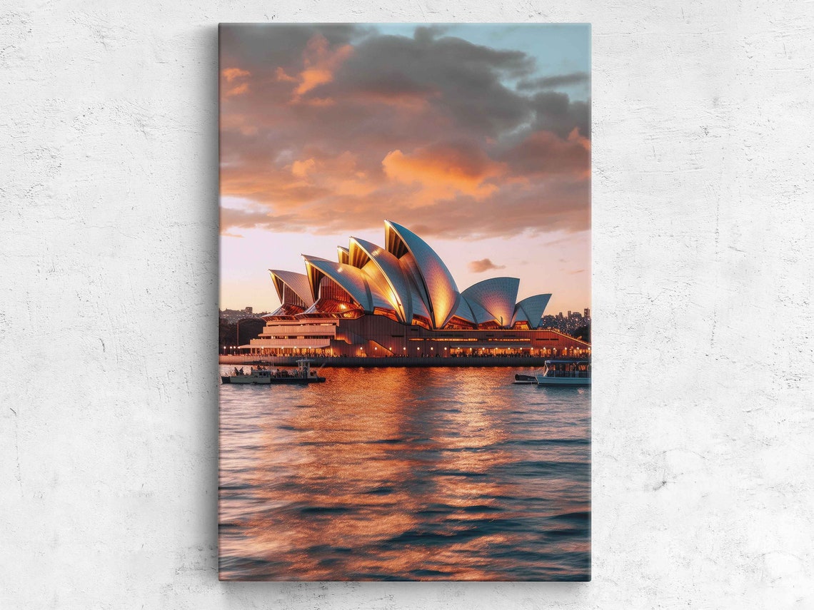 Sydney Opera House Sunset Harbor Glow Australia Travel Poster