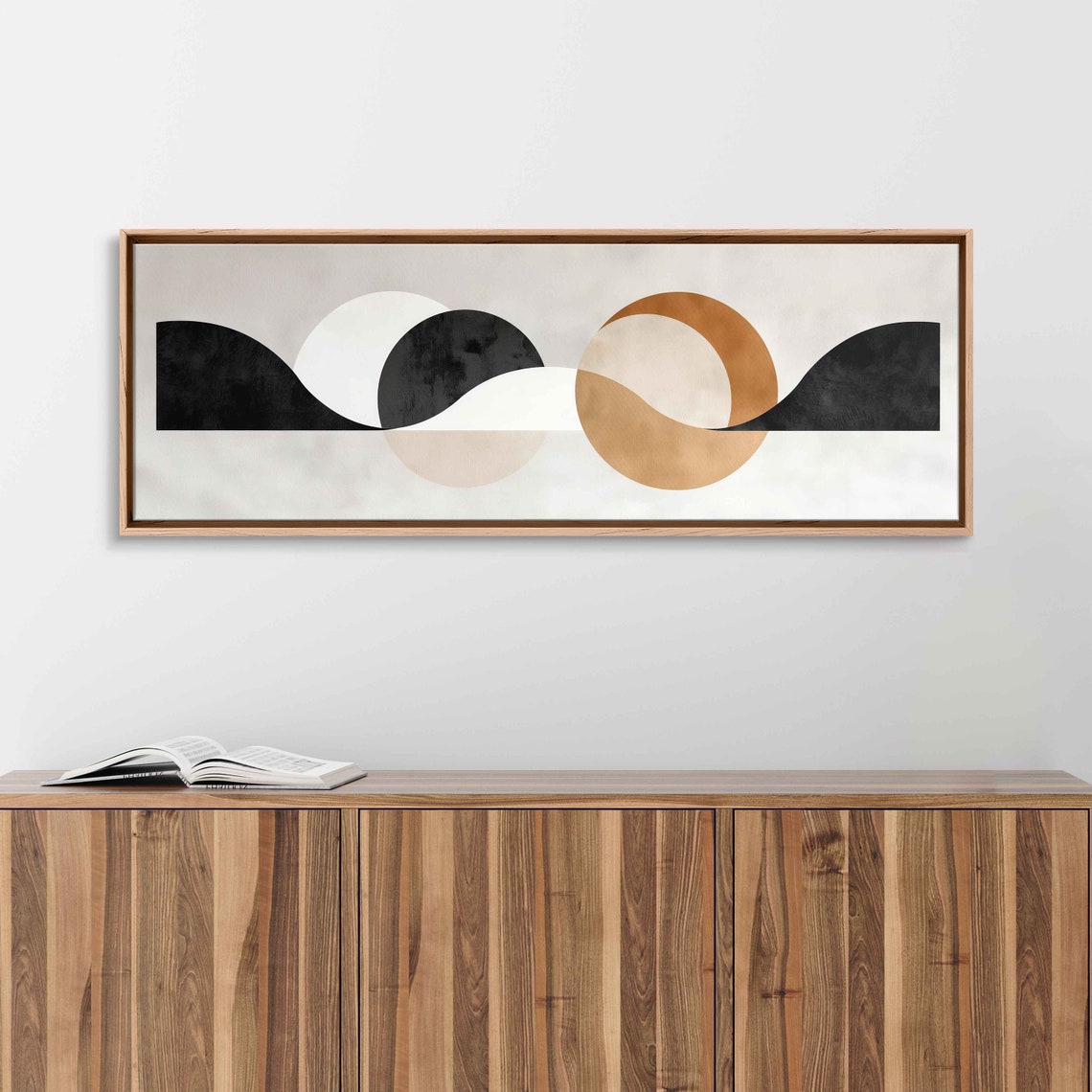 Abstract Sun And Moon Over Ocean Waves Minimalist Boho Art Print - Image 3