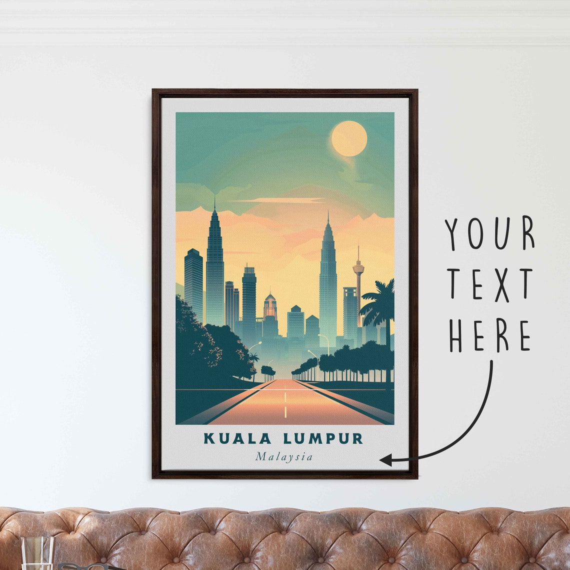 Kuala Lumpur Malaysia Petronas Towers Skyline Sunset Travel Poster