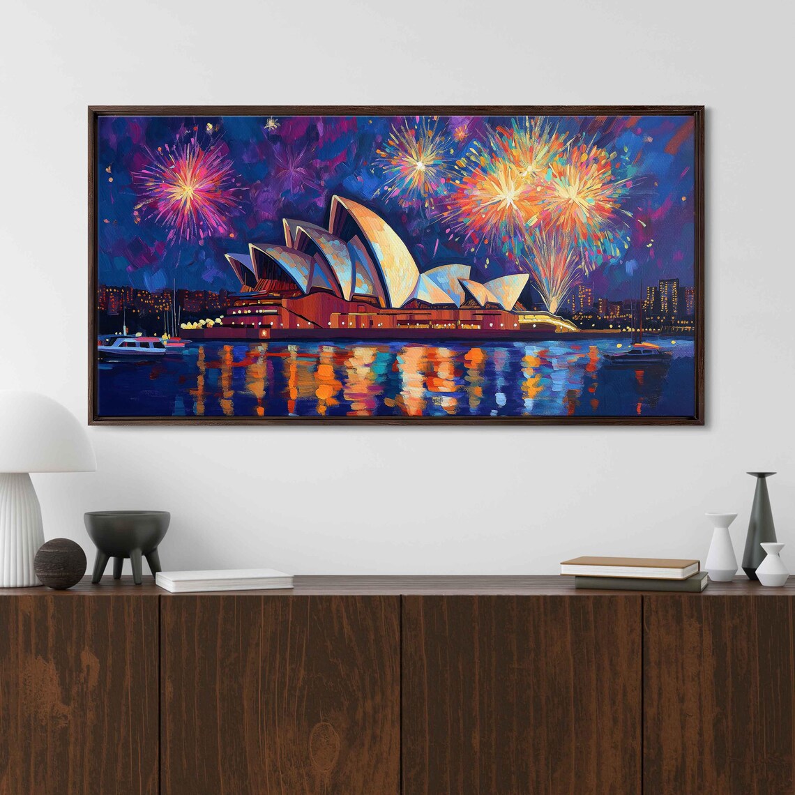 Sydney Opera House Night Scene, Illuminated Reflections